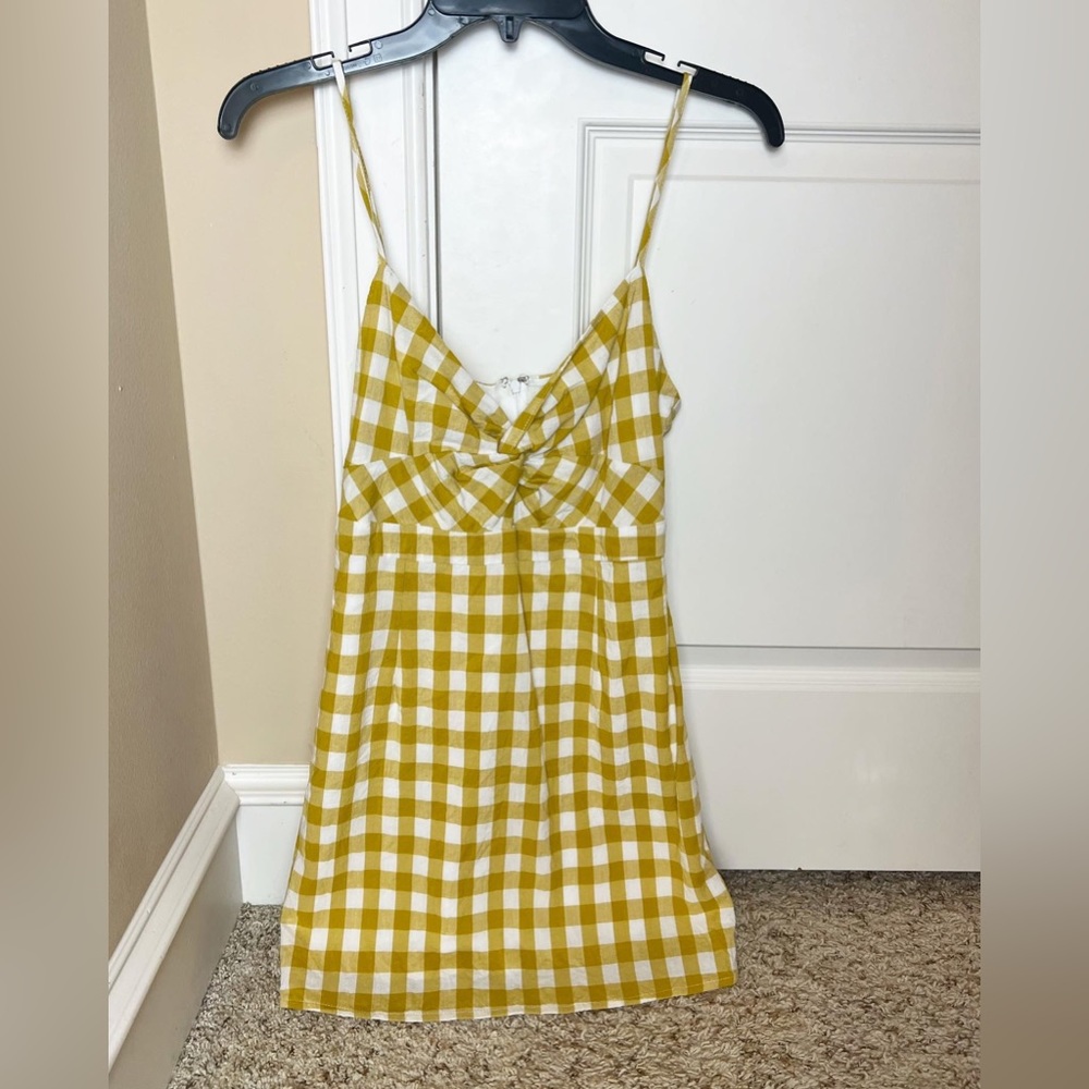 forever21 yellow plaid sun dress